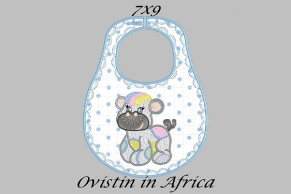 A Cute & Playful Hippo Bib Embroidery Design