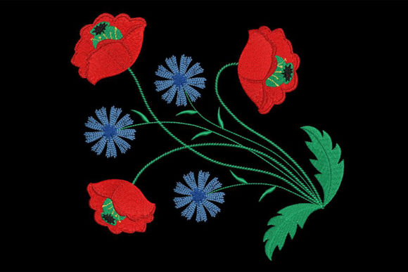 Gorgeous Poppy and Cornflowers Embroidery Design Review