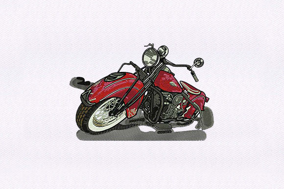 Red Chopper: A Bold Sports Embroidery for Custom Apparel