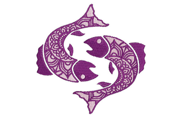 Zodiac Pisces Mandala Style for Business Embroidery